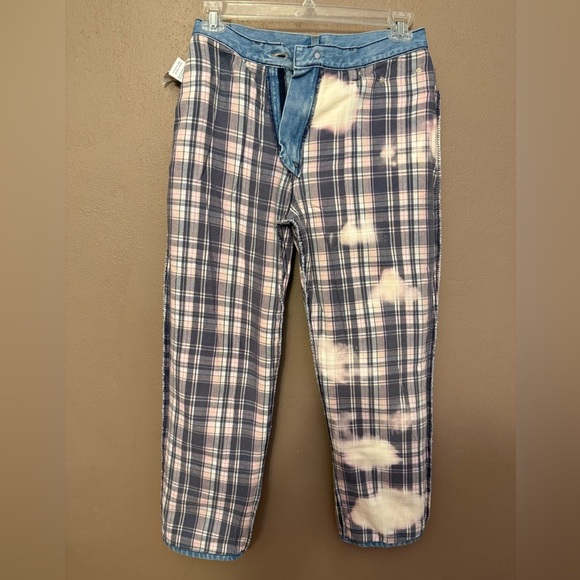 L.L. Bean Original Fit Blue Flannel Lined Jeans w/ White Cloud Design Size 10P - Picture 14 of 16